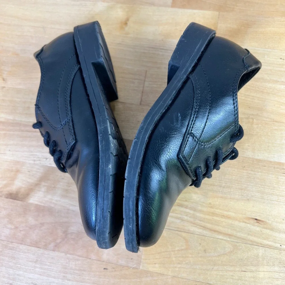 The Children's Place Dress Shoes Oxford Boys Size 13 Black Faux Leather Lace Up
